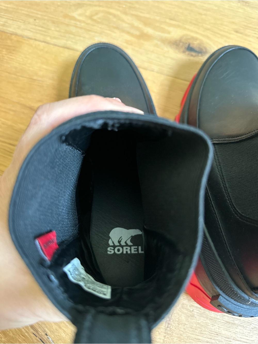 🖤 Sorel Brex Chelsea Waterproof Boots Black Red Sole Sz 7 - Picture 6 of 8